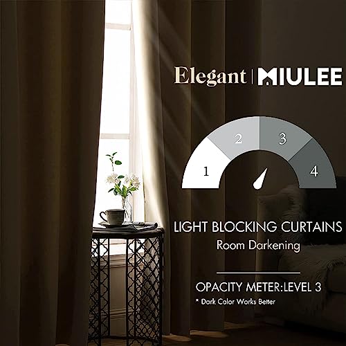 Cream Beige Blackout Bedroom Curtains 90 Inch Long Light Blocking (Cream Beige / 42"W x 90"L (Pack of 2))