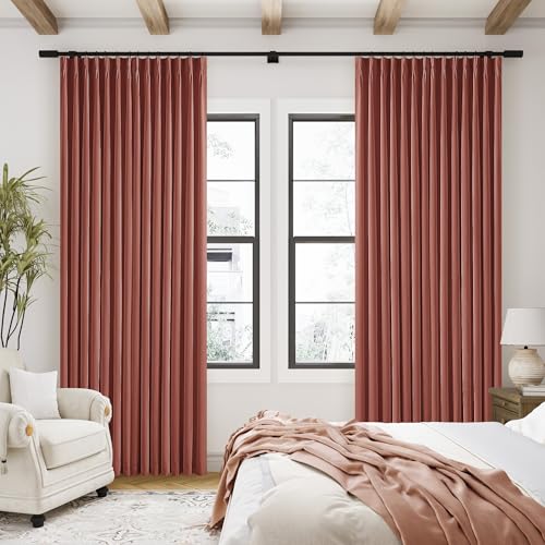 Terracotta Linen 100% Black Out 120 Inch Curtains for Living Room (Terracotta / 40"W x 120"L (Pack of 2))