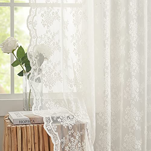 Vintage Lace Curtains 54 Inch Length (Ivory / 52"W x 54"L (Pack of 2))