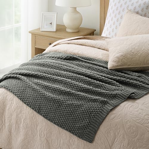 HOME Chunky Chenille Knit Throw Blanket (Charcoal Gray / 60" X 80")
