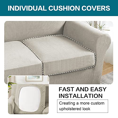 4 Piece Sofa Covers for 3 Cushion Couch Sofa Slipcover Soft Couch Cover for Dogs (XL Sofa (3 Cushion) / Island Fossi)