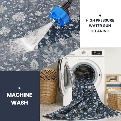 8x10 Boho Washable Area Rugs for Living Room (8' x 10' (Rectangular) / Blue-brown-brownness-white)