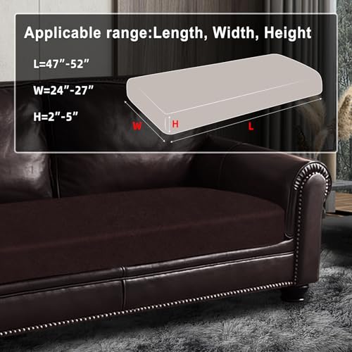 Leather Look Couch Cushion Covers Sofa Seat Slipcovers Sets Couches Furniture Protector for Sectional Armchair Loveseat Pets Kids Stretch Spandex Fabric (1 Cushion Loveseat / 01 Chocolate)