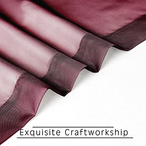 Burgundy Sheer Curtains 63 inch Length 2 Panels Set for Christmas (Burgundy / 42"W x 63"L (Pack of 2))