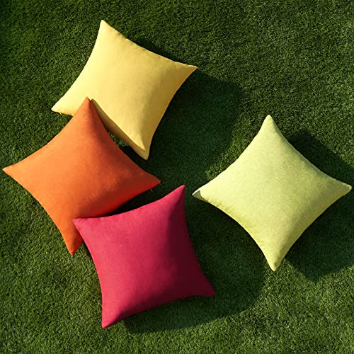 Pack of 4 Decorative Outdoor Throw Pillow Covers Linen Waterproof Pillow Covers Summer Farmhouse Cushion Cases for Patio Garden Tent Balcony Couch Sofa 18x18 Inch Red (18" x 18" (Pack of 4) / Red/Green)