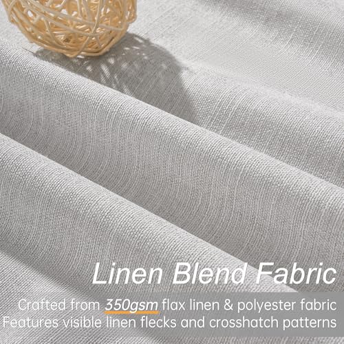 Grey Beige Extra Long 132 Inch 100% Blackout Curtains for Livingroom Neutral Modern Linen Blend Curtain Drapes Sound Proof Drapes Privacy Ceiling Track Villa Bedroom 11Ft (Grey Beige / 52"W x 132"L (Pack of 2))
