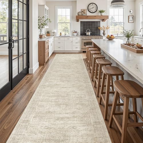Washable 3x14 Hallway Runner Rug Non (Beige / 3' x 14' (Runner))