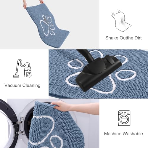 Dog Door Mat for Muddy Paws (30"X20" / Airy Blue and White)