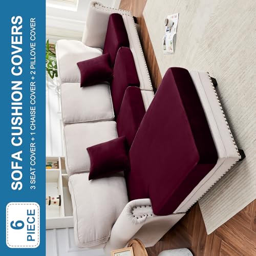 Couch Cover 4 (Wine / 3 Seater + Chaise)