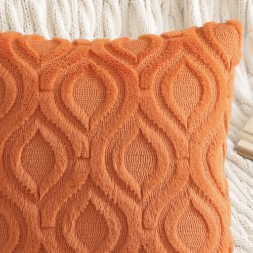 Faux Fur Plush Soft Orange Throw Pillow Covers 26x26 Set of 2 (26" x 26" (Pack of 2) / Orange)