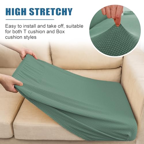 High Stretch Water Repellent Sofa Seat Cushion Covers Couch Slipcover Stretch Furniture Protector for Camper (Small / Matcha Green)
