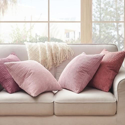 Pink Throw Pillow Covers 16x16 Inch Set of 4 (Pink / 16" x 16" (Pack of 4))