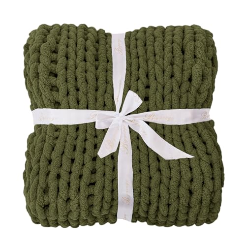Chunky Knit Throw Blanket for Couch (Yellow Green / 40"x80" (Special Size Throw))
