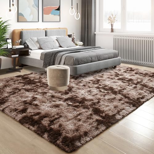 6x9 Fluffy Area Rugs for Living Room Bedroom (Tie-dyed Coffee / 6' X 9' (Rectangular))