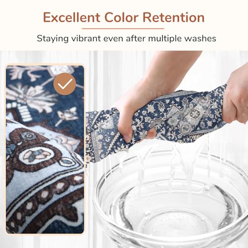 Soft Area Rugs 6' (6' (Round) / Blue & Gold)