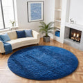 Round Rug 6Ft Blue Circle Area Rug (6- Blue / 6' (Round))