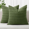 Corduroy Decorative Throw Pillow Covers 18x18 Moss Green Pack of 2 (Moss Green / 18" x 18" (Pack of 2))