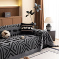 Boho Couch Cover Blanket Geometric Striped Pet Covers for Couches and Sofas Dark Grey and Black Dog Cover for Couch Pet Friendly Chenille Sectional Sofa Covers for Pets Washable (71" x 134" / Stripe: Dark Grey and Black)