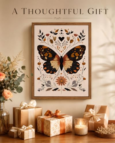 Framed Vintage Butterfly Wall Art (Butterfly-2 / 16"L x 24"W)