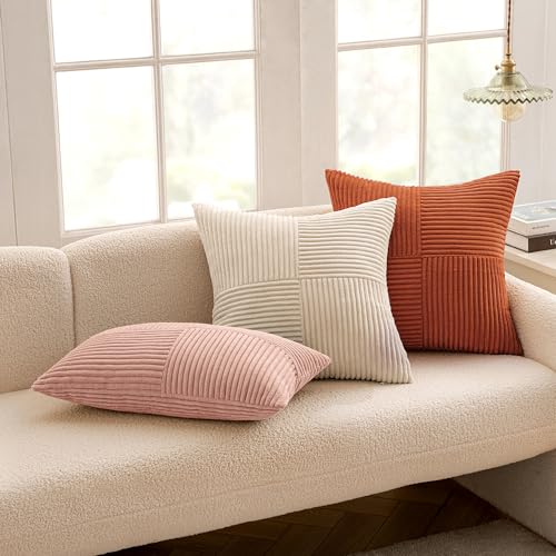 Pink Decorative Lumbar Throw Pillow Covers 12x20 Inch 2 Pack (Pink / 20" x 12" (Pack of 2))