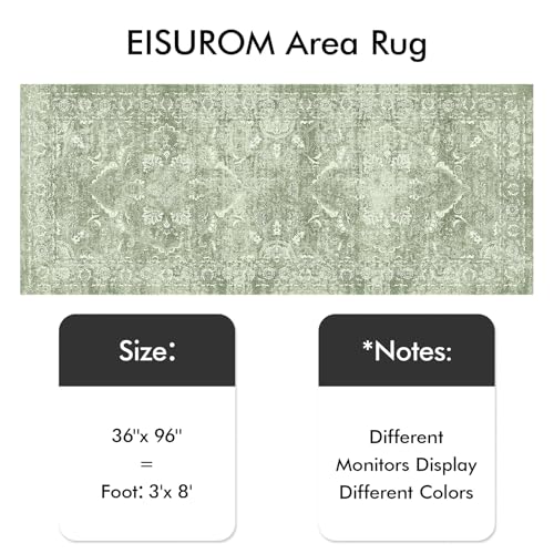 3x8 Washable Runner Rug (Muted Sage Green / 3x8)
