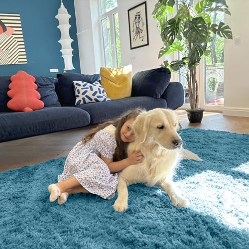 2x6 Machine Washable Runner Rugs for Hallway (2x6 Ft / Slate Blue)