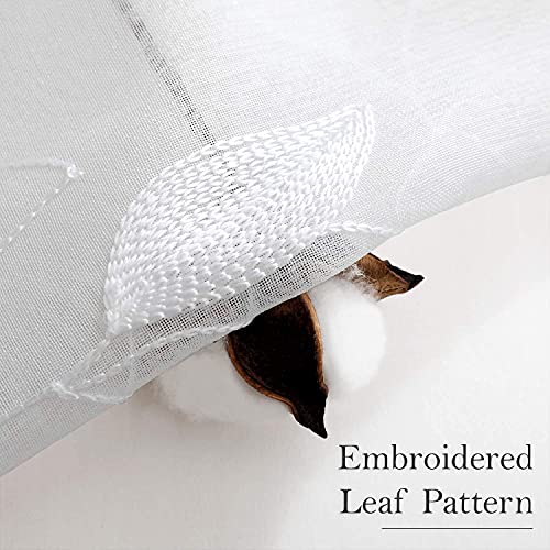 White Sheer Curtains Leaf Embroidered (52"W x 84"L (Pack of 2) / 4-white)