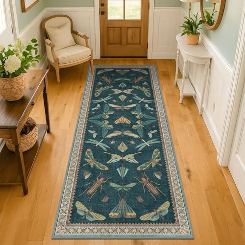 Brown and Green Kitchen Sink Runner Rug 2x5 (2' x 5' (Runner) / Teal)