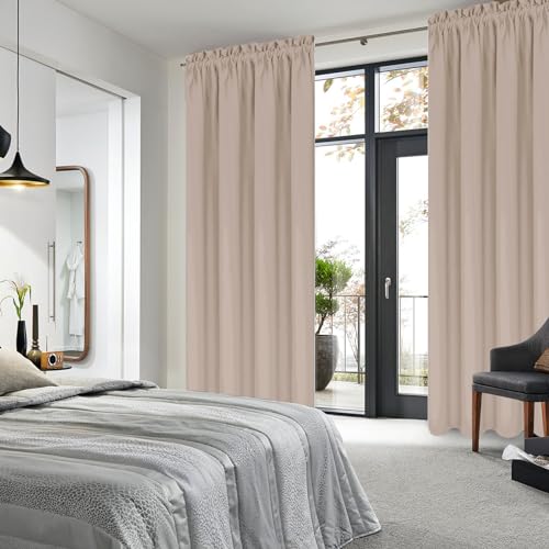 Blackout Curtains for Bedroom Living Room 42 x 84 Inch Long Camel (Camel / 42"W x 84"L (Pack of 2))