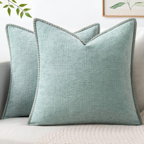 Decorative Couch Throw Pillow Covers 20x20 Inch Coastal Light Blue (Aqua Haze / 20" x 20" (Pack of 2))