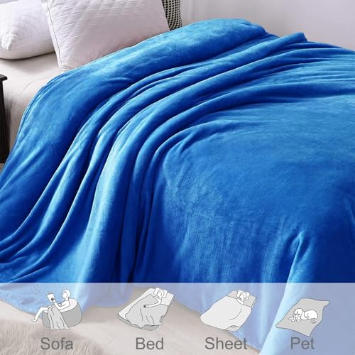 Soft Fleece Blanket Queen Size for Bed (Cobalt Blue / Queen (90" x 90"))