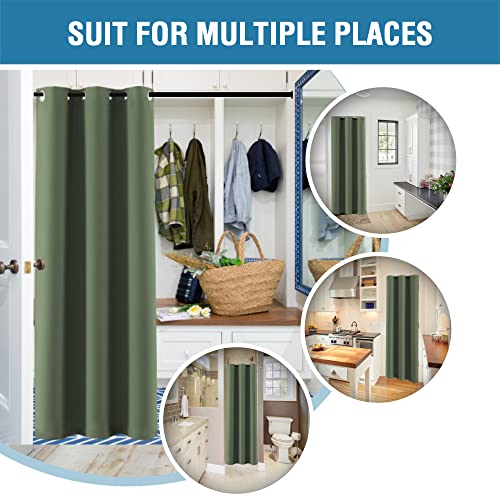 Doorway Curtain Blackout Closet Door Curtain Room Divider Window Treatment Curtain for Bedroom Thermal Insulated Privacy Drape Soundproof Grommet (42"W x 80"L (Pack of 1) / Bronze Green)