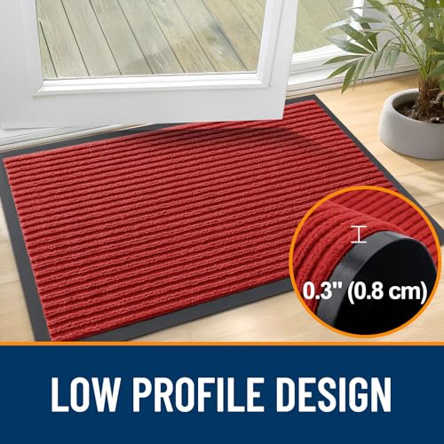 2 Pack Front Door Mats 33x21 (Red / 33" x 21")
