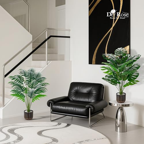 2 Pack 28" Fake Plants (28"- Areca Palm+Monstera)