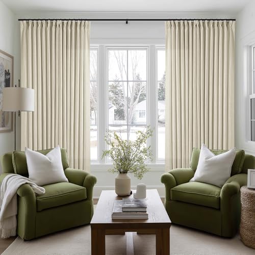 Extra Wide Pinch Pleat 100 x 90 Inch Linen Semi Sheer Curtains 1 Panel (Linen / 100"W x 90"L (Pack of 1))