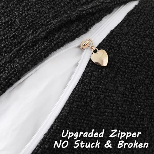 Pack of 2 Boucle Textured Throw Pillow Covers 24x24 Inch (Black / 24" x 24" (Pack of 2))