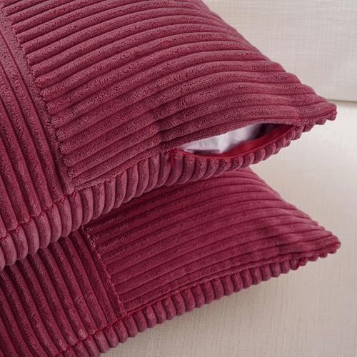 2 Packs Burgundy Lumbar Decorative Throw Pillow Covers 12x20 Inch for Living Room Couch Bed (Burgundy / 20" x 12" (Pack of 2))