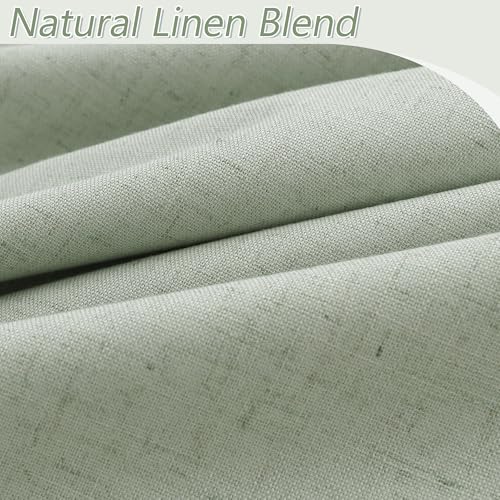 Mist Sage 100% Blackout Linen Curtains 90 Inch Length 2 Panels Set for Living Room Bedroom Back Tab (Mist Sage / 52"W x 90"L (Pack of 2))