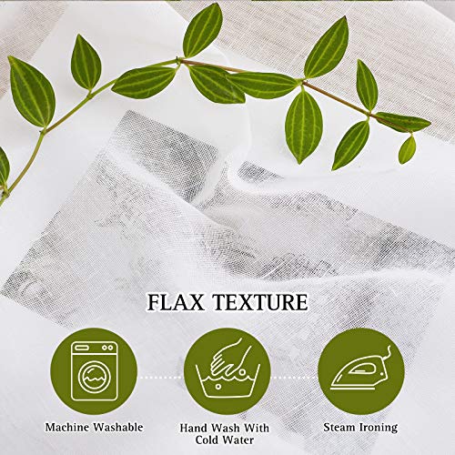 Privacy White Sheer Linen Curtains 96" L (70"W x 96"L (Pack of 2) / White)
