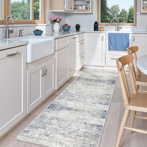 2x6 Runner Rug Non Slip (Blue/Brown/Ivory / 2' x 6' (Runner))