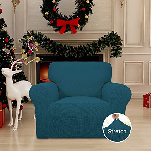 Stretch Chair Slipcover with Arm Washable Peacock Blue (Small Chair / Peacock Blue)