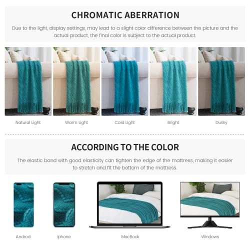 Teal Throw Blanket 50x90 Inch Boho Knitted Soft Throw Sofa Blanket (Teal / 50"x90")