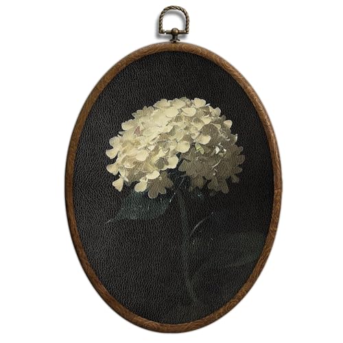 Vintage White Hydrangea Oval Wall Art (Floral Decor, 16)