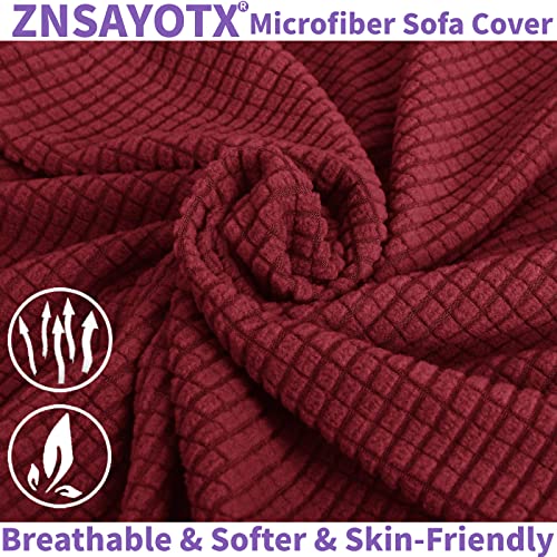 Super Stretch Chair Slipcover Universal Sofa Chair Covers for Living Room Dogs Pet Furniture Protector Spandex Armchair Slipcovers with Anti Slip Foam Sticks (Wine Red / Small (30"-47"))