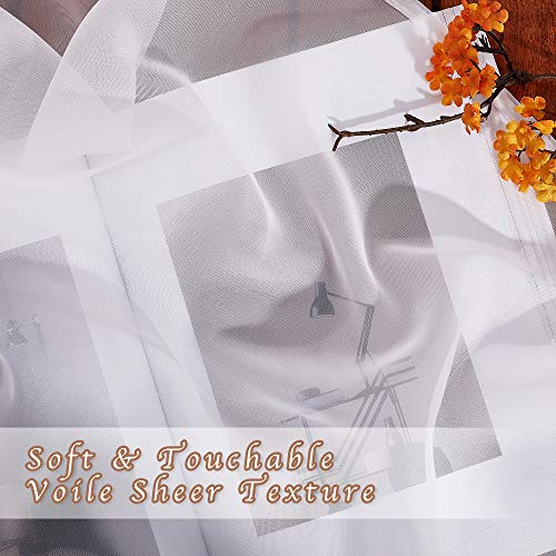 Living Room Sheer Curtains Extra Long 108" L (Ivory / 70"W x 108"L (Pack of 2))