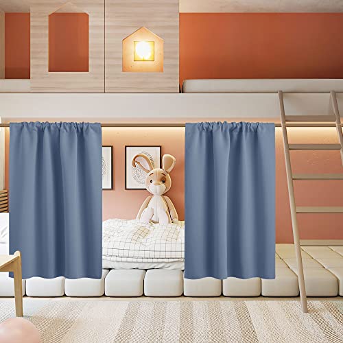 Basement Bathroom Kitchen Cafe Blackout Privacy Window Curtains (Stone Blue / 34"W x 30"L (Pack of 2))