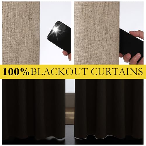 Burlap Blackout Curtains for Dining Room 52" w x 63" L 2 Panels (52"W x 63"L (Pack of 2) / Burlap)