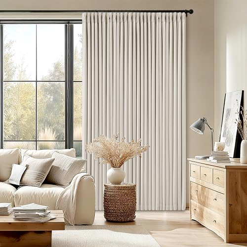 92 Inch Long Pinch Pleated Blackout Curtains Natural for Bedroom (Natural / 40"W x 92"L (Pack of 2))