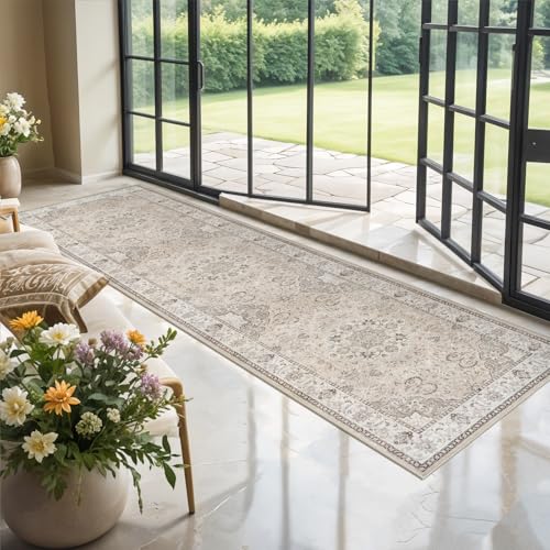 Hallway Washable Runner Rug (3' x 10' (Rectangular) / Beige)