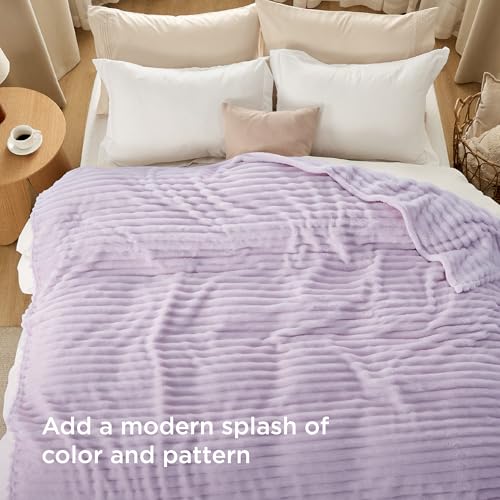Soft Full Size Fleece Blankets for Bed Lavender Fog 84"x90" (Lavender Fog / Full)